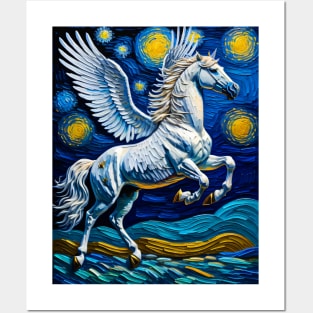 Pegasus in starry night Posters and Art